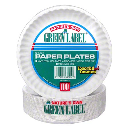 GREEN LABEL PAPER PLATE 9" RETAIL PACK WHITE