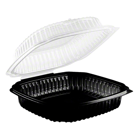 CB9911 1-CMPT CONTR PP 9X9 36OZ BLK BASE/CLR A/F LID