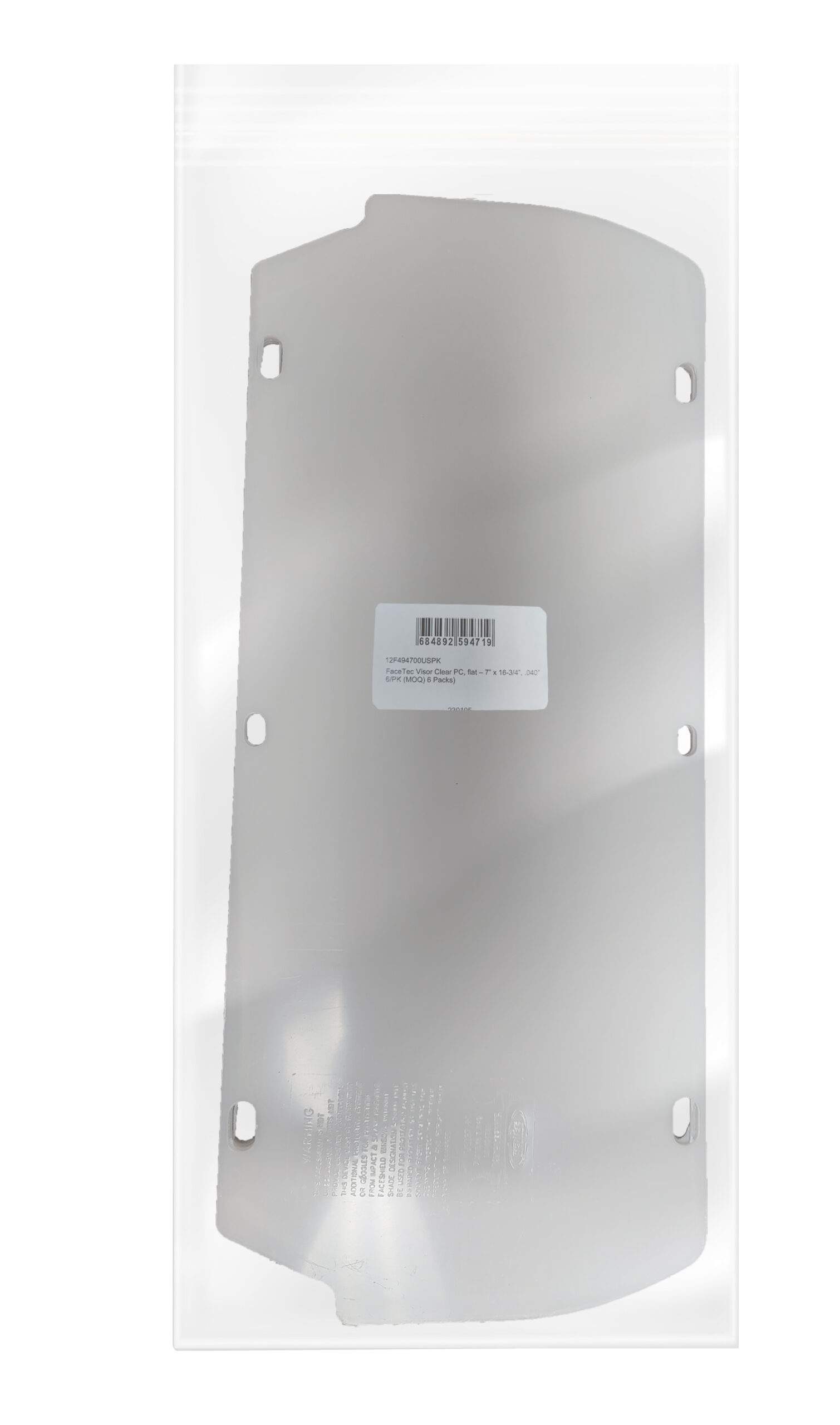 FaceTec Visor Clear PC, flat – 7” x 16-3/4”, .040”, 48 / Box