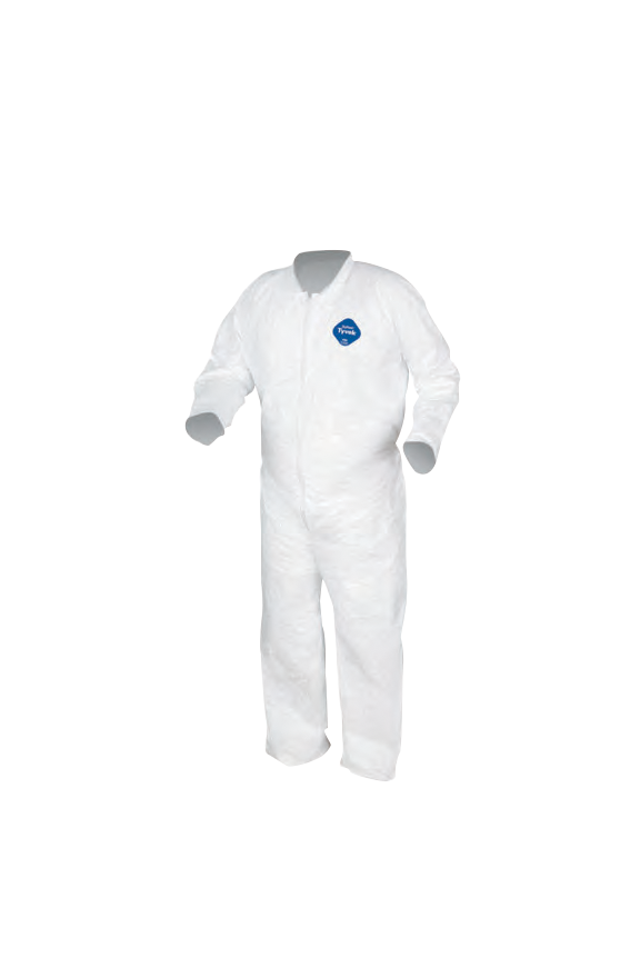 TYVEK COVERALL ZIPPER FRONT ATT HOOD ELASTIC WRI