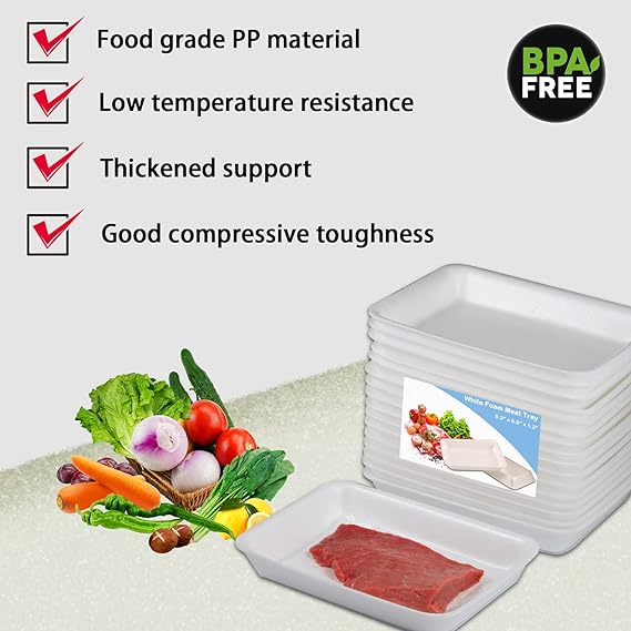 8S WHITE FOAM MEAT TRAY 10X8X5/8