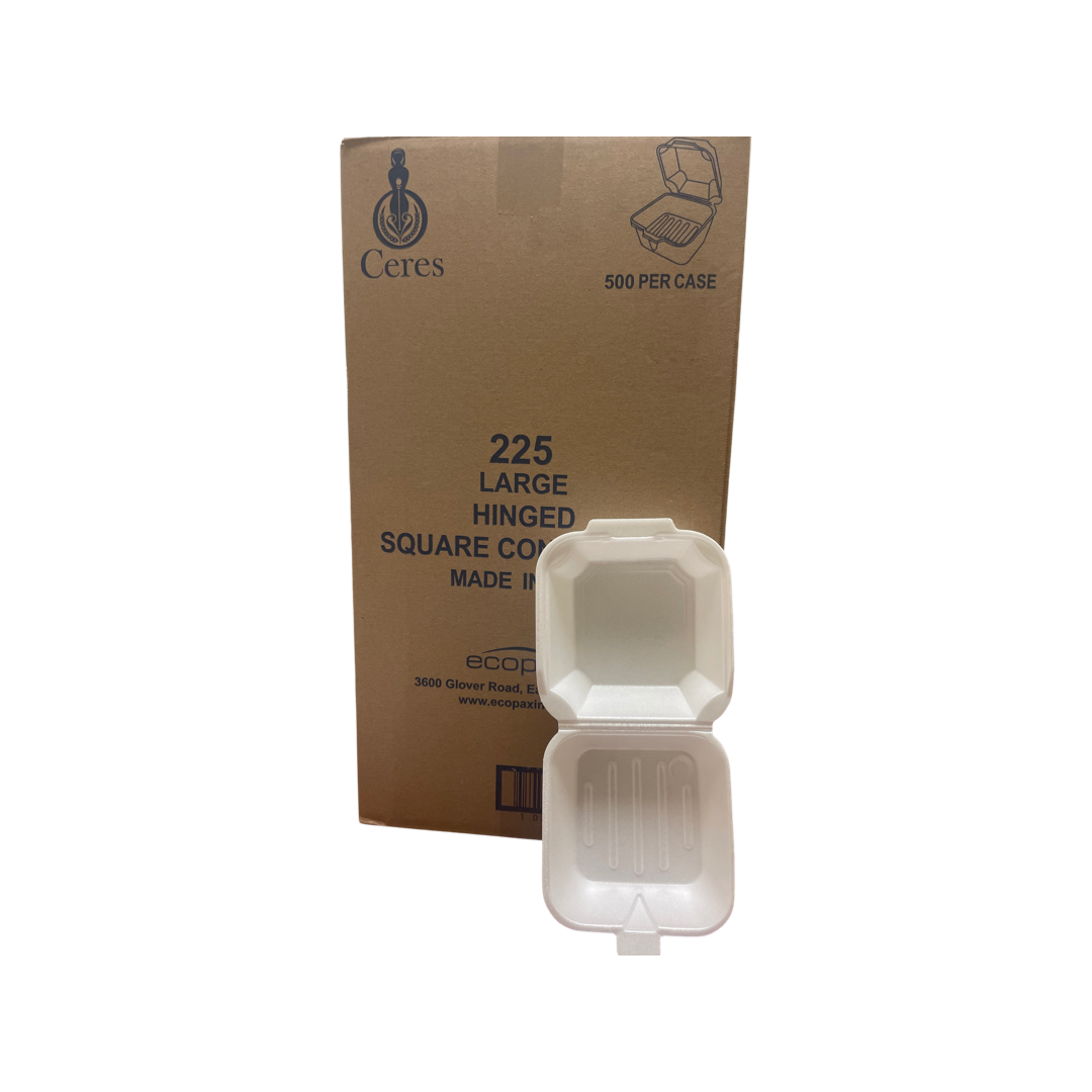 SNAP IT CONTAINER HINGED FOAM LARGE 5.81X5.69X3.13 WHT
