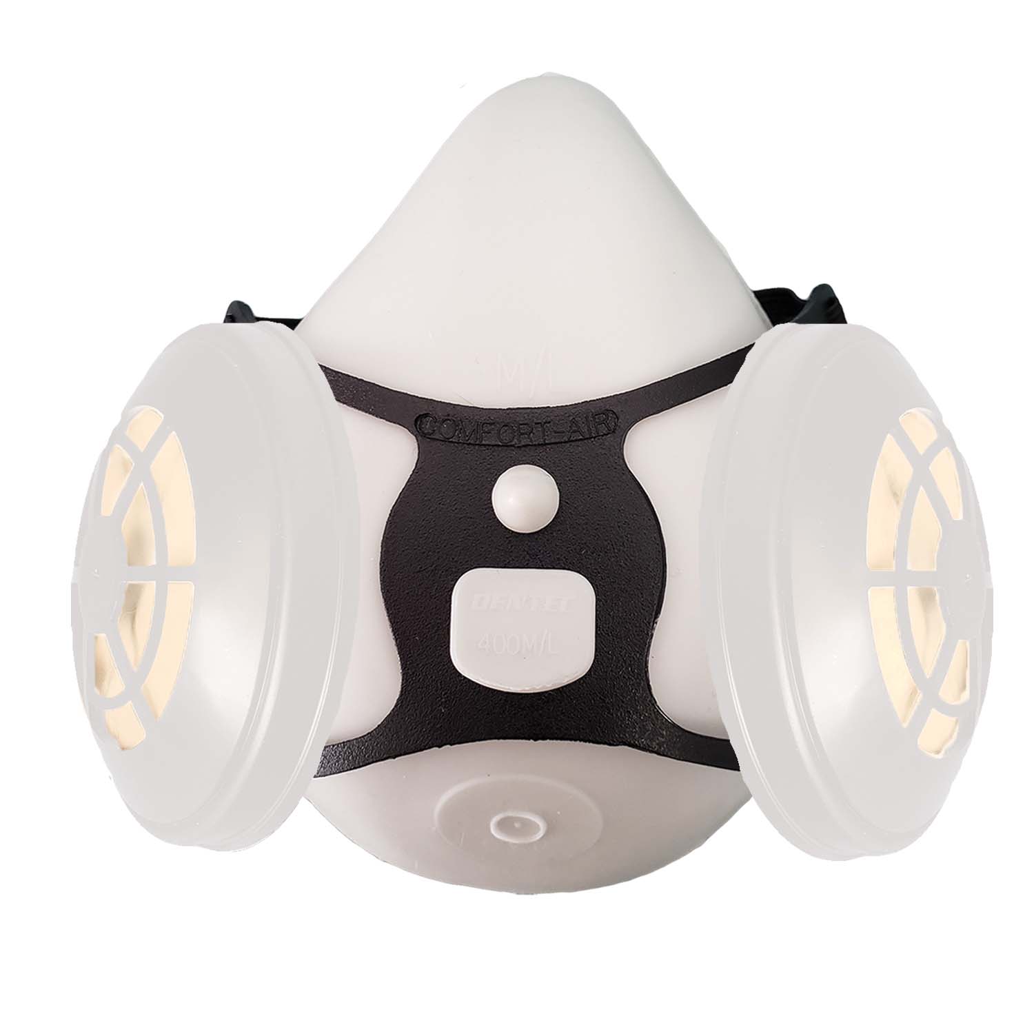 400NxMD Complete with N95 Filters White  Elastomeric Rubber W/O Exhalation Valve; Suitable For COVID virus in accordance with CDC guidelines and Non-Oil based aerosols. Small/Medium, Clamshell