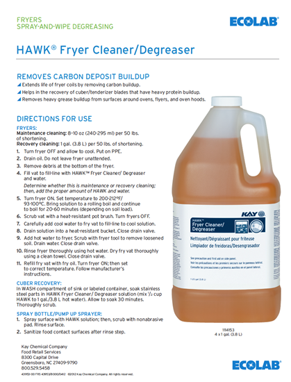524 HAWK FRYER CLEANER 1-GAL