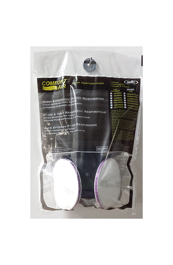 400 Diskit P100 complete, Elastomeric; Suitable For: Toxic dusts, mists & fumes; lead dusts & fumes; brake dusts; exotic welding; glass fibers; asbestos (Note: Specific limitations apply for asbestos removal, see OSHA 1910.1001). Small/Meidum Display Bag MEETS OSHA SILICA DUST REQUIREMENTS APF 10 Suitable For COVID virus in accordance with CDC guidelines  REPLACES DISPOSABLE RESPIRATORS