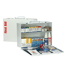 2 SHELF FIRST AID ANSI A+ METAL CAB, WITH MEDS