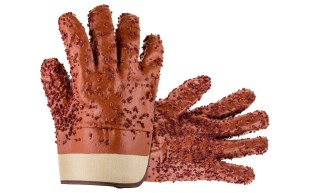 Red PVC Chip Gloves - Jersey Lining - Lrg