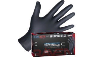 Raven Patriot Powder-Free Exam Grade Black Nitrile Gloves) - Med