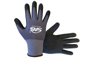 Single-Dip Nylon Knit Shell, Nitrile Sandy Finish Palm Gloves - Med- BULK (12 Pair Per Bag) Priced Per Dozen