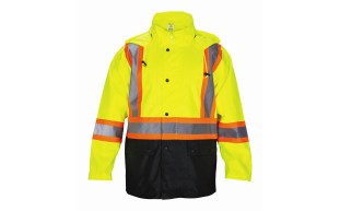 Rain Jacket, Class 2 Yellow with 2" Reflective Contrasting Trim - 2XLrg