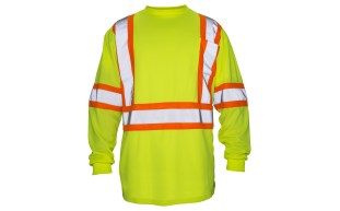 Long Sleeve T-Shirt, Class 2 Yellow with 2" Reflective Contrasting Trim - XLrg