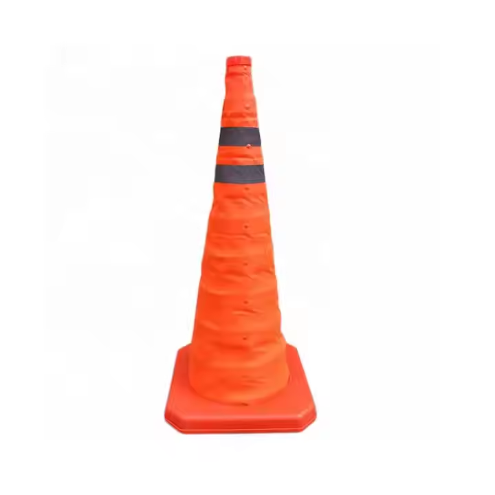 Collapsible Traffic Cone Solid Orange with Reflective Material - 18"