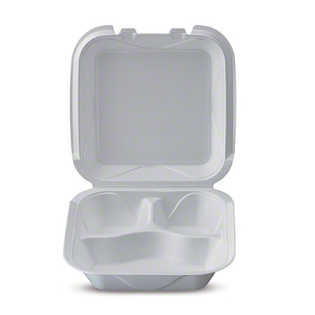3-CMPT HINGED CONTR FOAM Q-3 8.1X8.2X3.0 WHITE