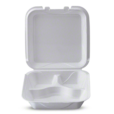 3-CMPT HINGED CONTR FOAM S-3 9.0X9.0X3.1 WHITE
