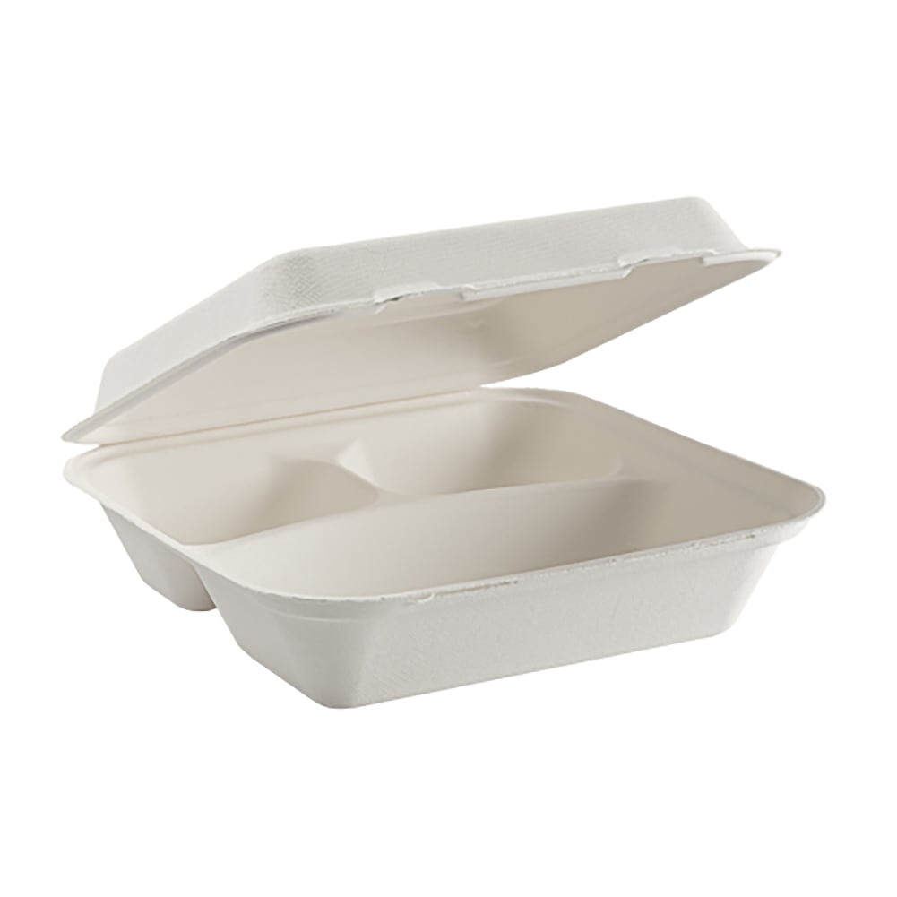 47BCS103 3-CMPT HINGED CONTR SUGARCANE 9X9X3 WHITE