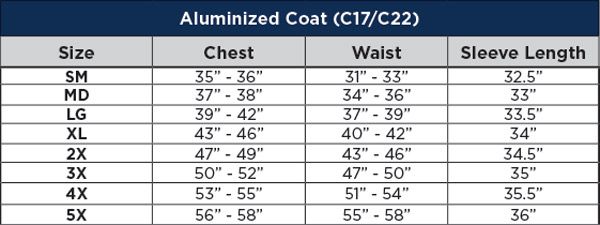 NSA Aluminized 16 oz Acrysil Jacket 40"
