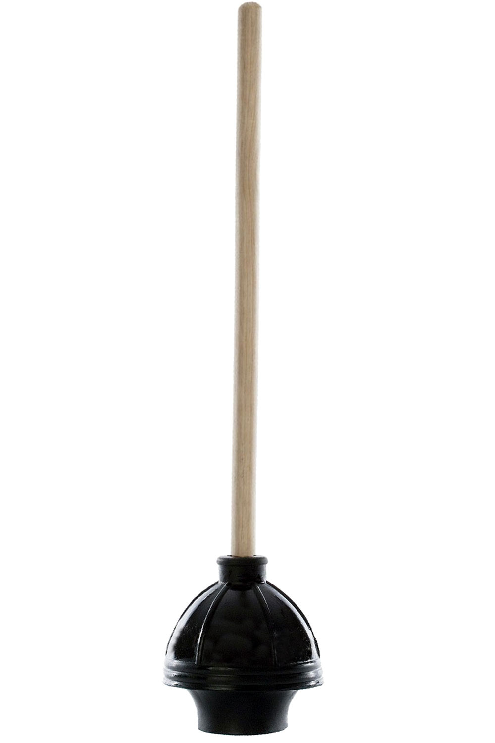 TOILET PLUNGER W/WOOD HDL BLACK