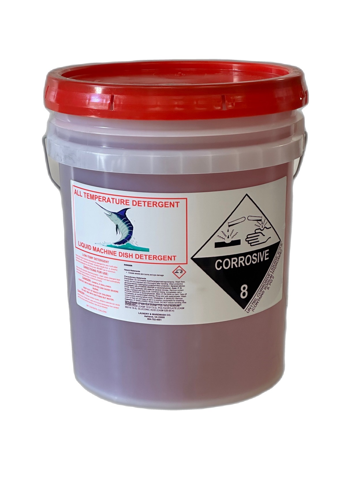 LUSTER PROFESSIONAL ALL TEMP DISH DETERGENT 5-GAL RED