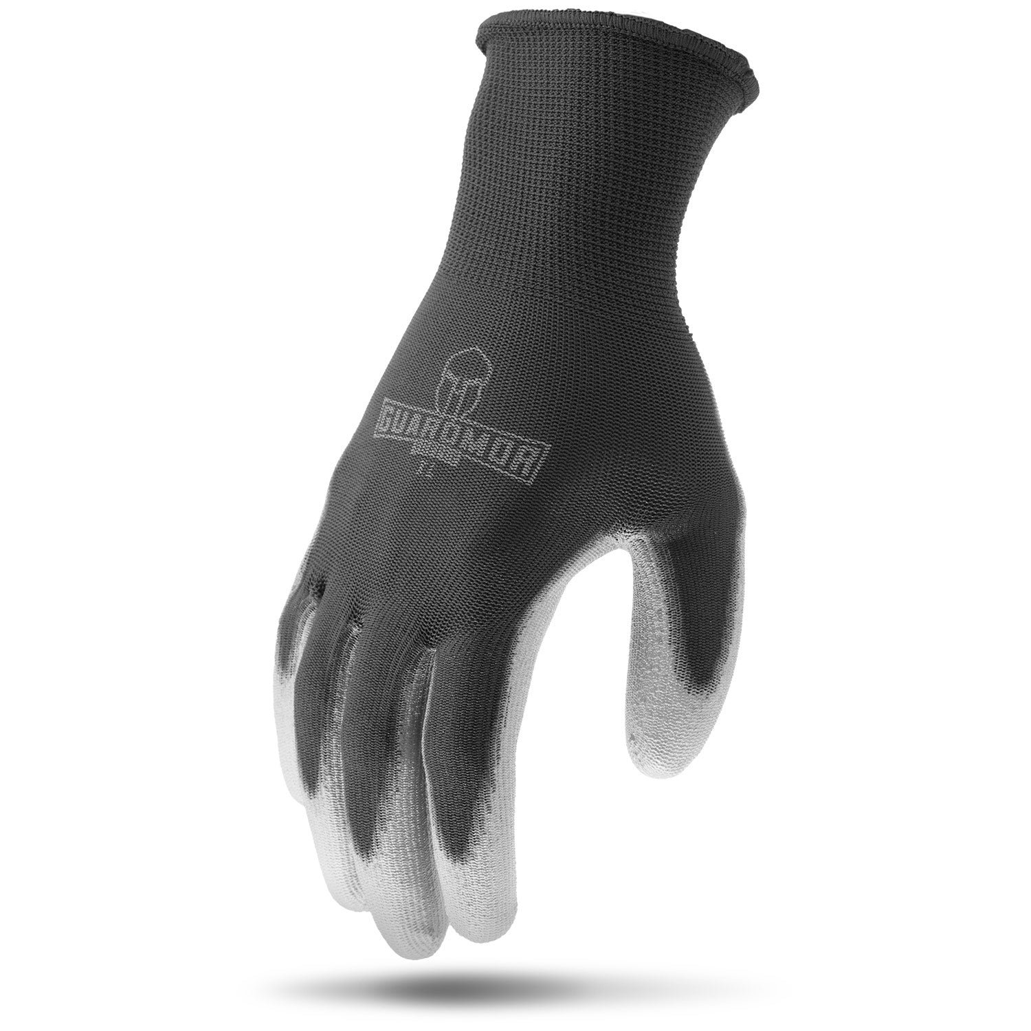PU COATED PALM Black 13g Polyester Knit Glove with Smooth PU Palm - MED