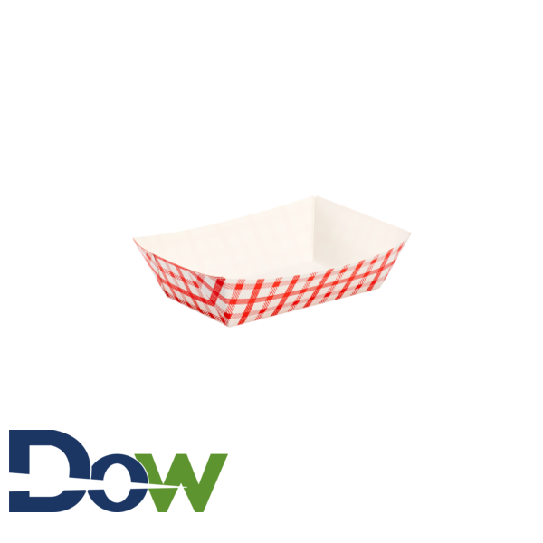 FOOD TRAY 2-LB RED CHECK_ PAPER CLAY COATED #200________
