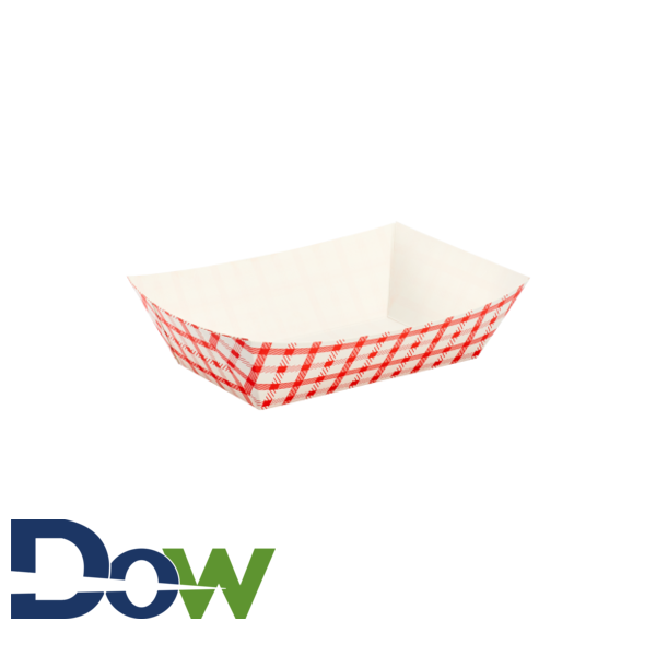 FOOD TRAY 5-LB RED CHECK_ PAPER CLAY COATED #500________